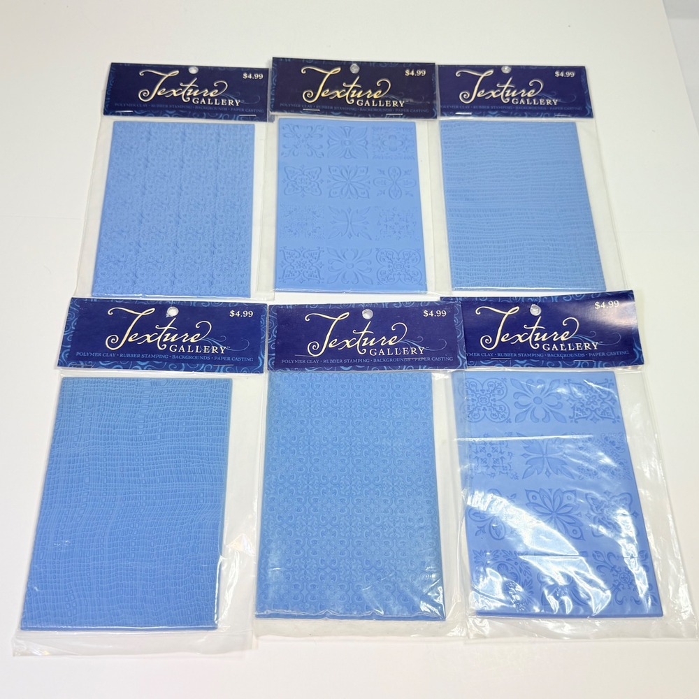 Stampabilities Texture Gallery Rubber Mats for Polymer Clay Set of 6 Blue
